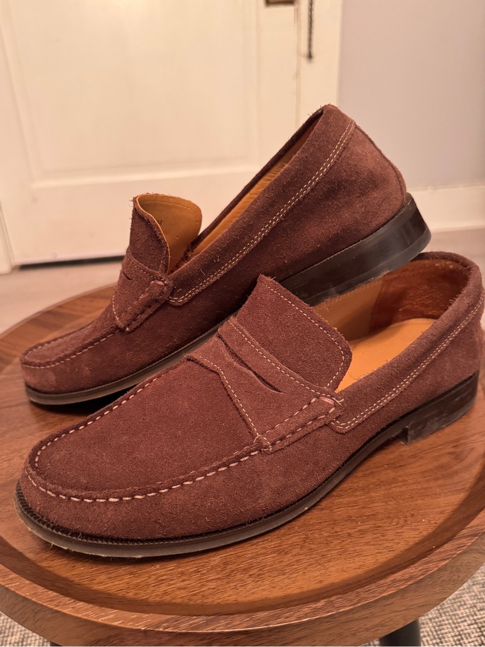Donald J. Pliner Men's Dark Brown Suede Penny Loafers